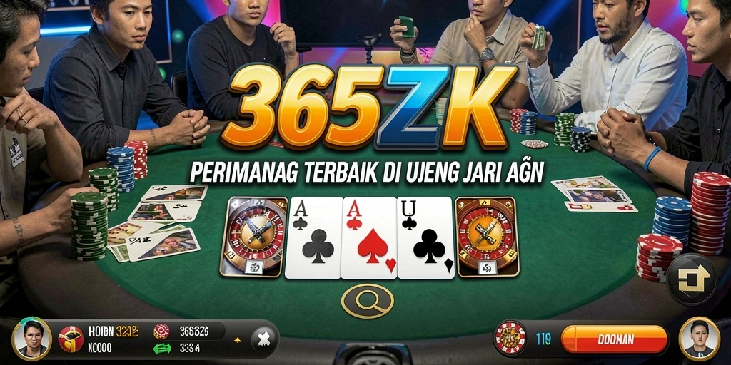 Tampilan screen utama 365ZK saat bermain Poker yang menegangkan.
