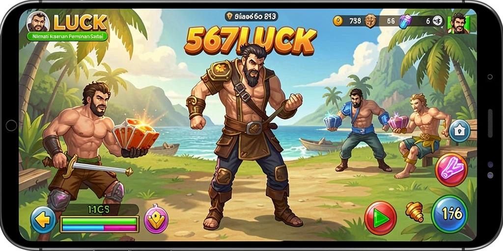 Screenshot gameplay dari permainan santai 567LUCK yang menawan.