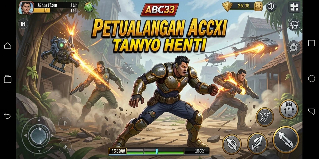 Gameplay intens dari ABC33 saat pertarungan melawan musuh.