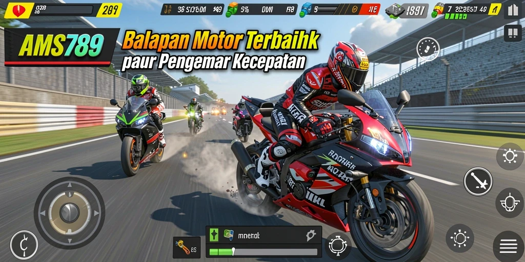Gameplay seru dengan berbagai trek dan motor balap.