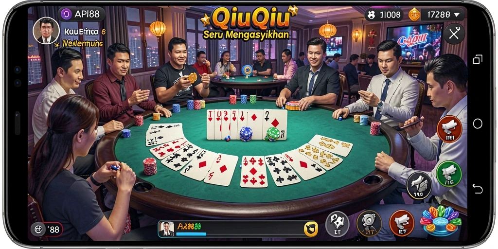Tampilan gameplay QiuQiu yang seru dan interaktif.