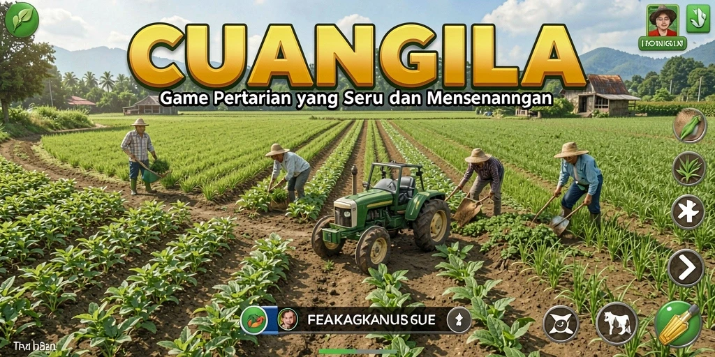 Screenshot CUANGILA menampilkan suasana ladang yang indah dan kegiatan bertani yang menyenangkan.