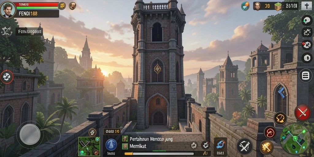 Screenshot gameplay FENDI188 menampilkan aksi seru dalam Tower Defense.