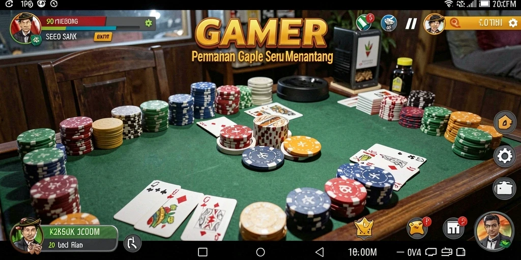 Tampilan menarik dari gameplay Gaple di GAMERP dengan teman-teman.