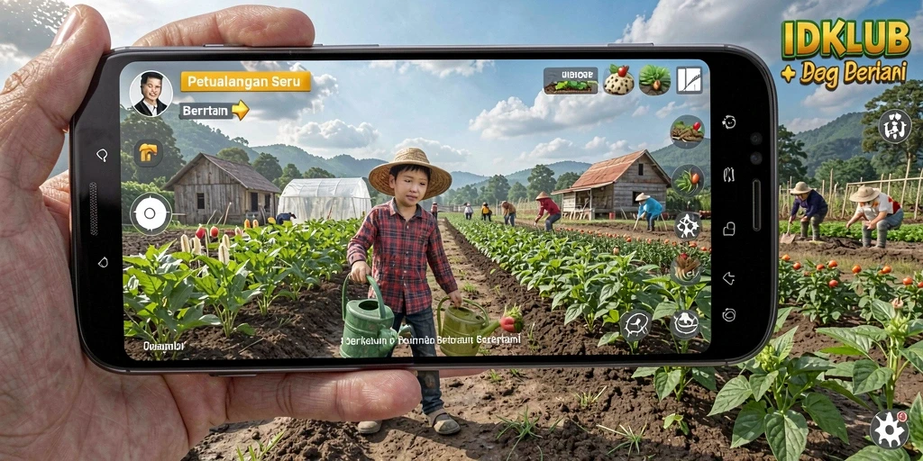 Tampilan gameplay menarik dengan berbagai tanaman dan hewan ternak.