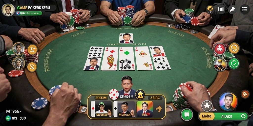 Menampilkan gameplay menarik dari MT966 di meja poker.