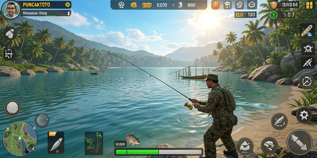 Screenshot PUNCAKTOTO menunjukkan gameplay memancing yang seru dan menantang.