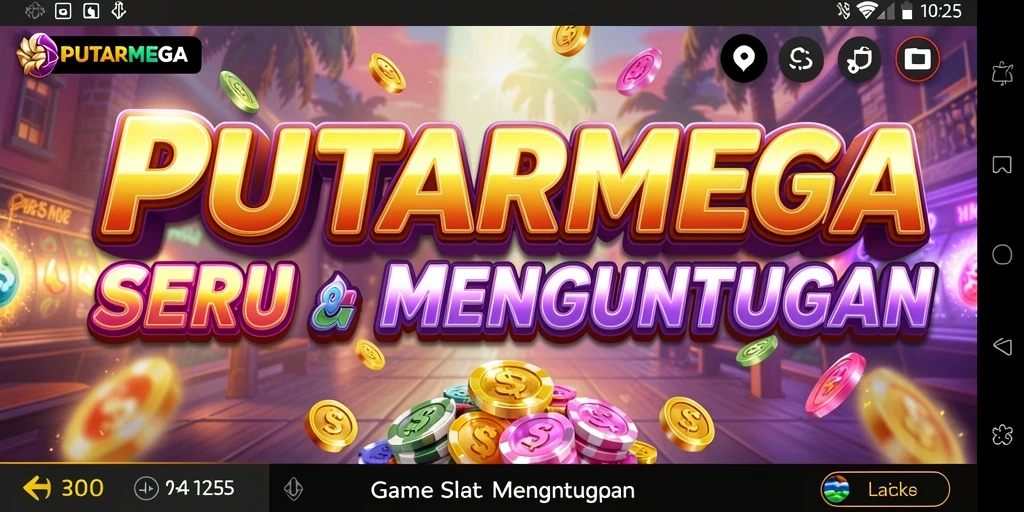 Screenshot gameplay PUTARMEGA menampilkan kombinasi simbol yang menarik.